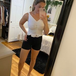 White Knit Crop Tank